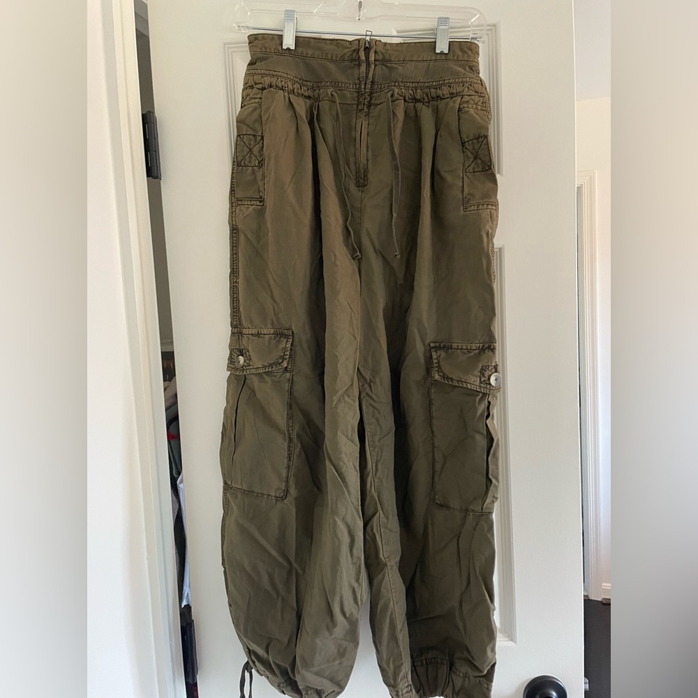 Free People Olive Cargo Jogger Pants High Rise